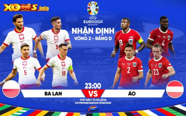 Trận đấu giữa Ba Lan vs Áo diễn ra vào ngày 21/6/2024
